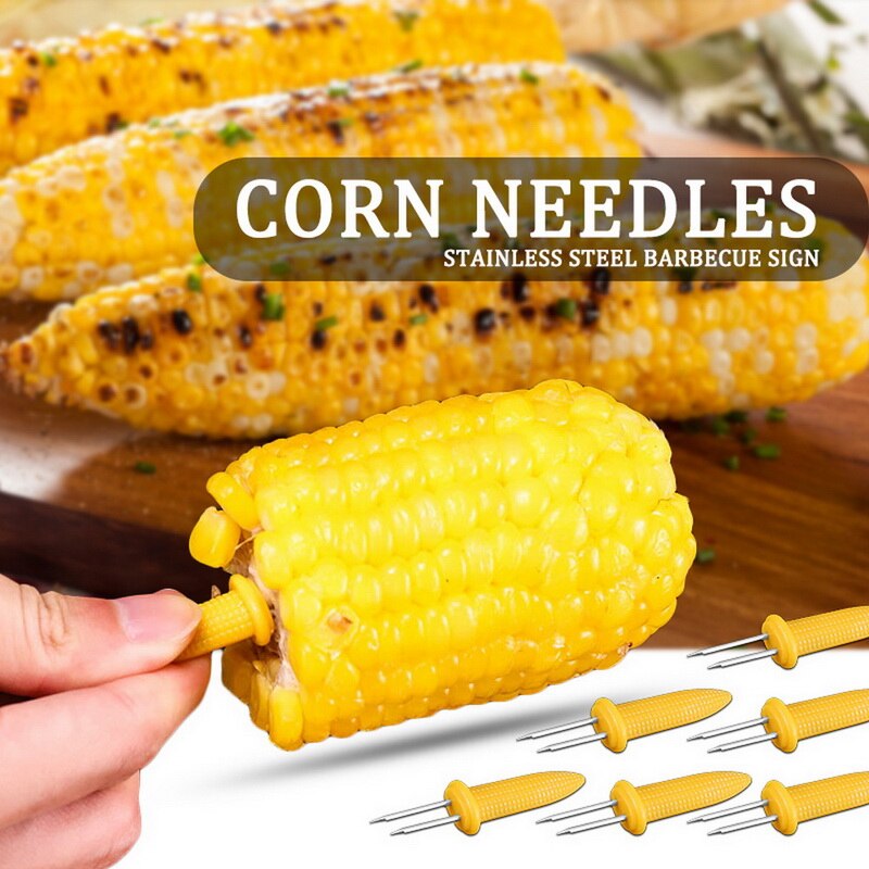 6/8/10/12pcs BBQ Sweetcorn Holder Fork Corn On The Cob Skewers Home Party Cooking Corn On The Cob Holders BBQ Prong Fork