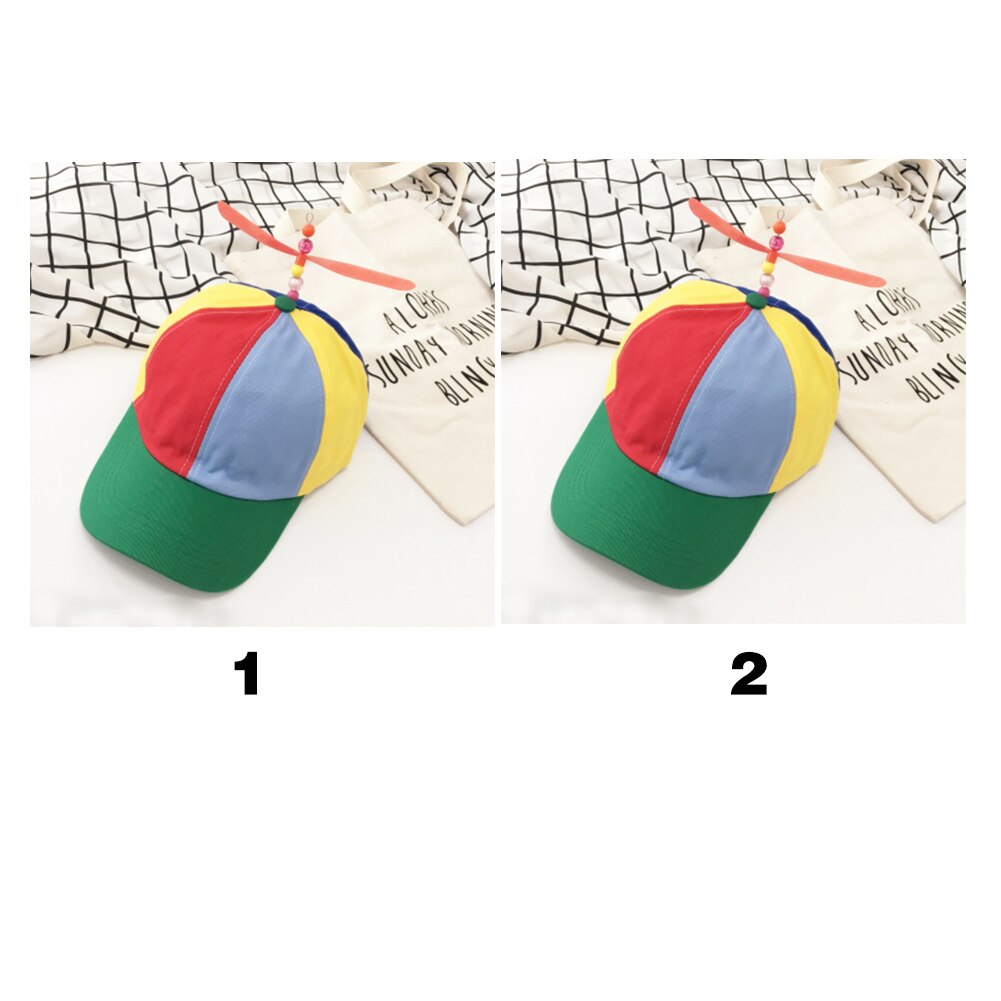Adult And Children Summer Propeller Cap Adjustable Baseball Hat Helicopter Rainbow Color Fancy Hat For Adult Kids