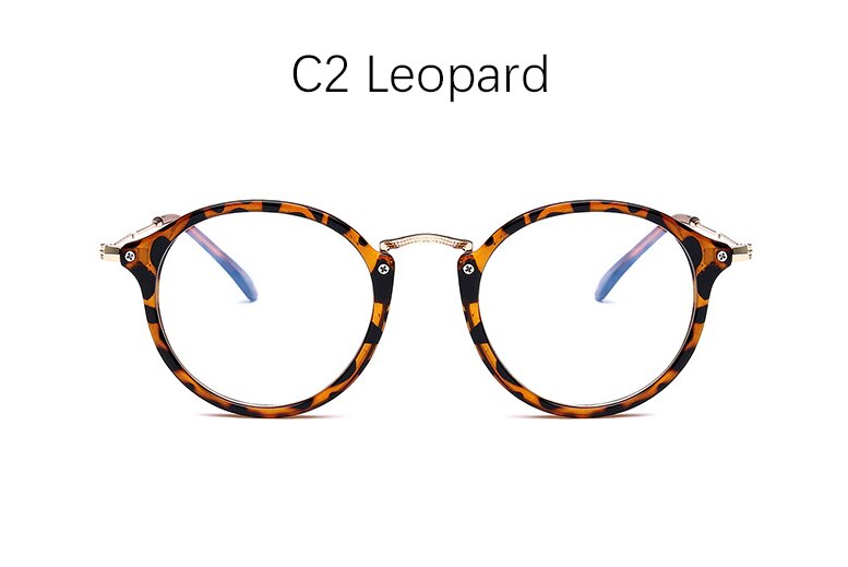 Rbrovo runde brillestel computerbriller briller runde gennemsigtige kvindelige brillestel til kvinder optiske stel klar: Leopard-t