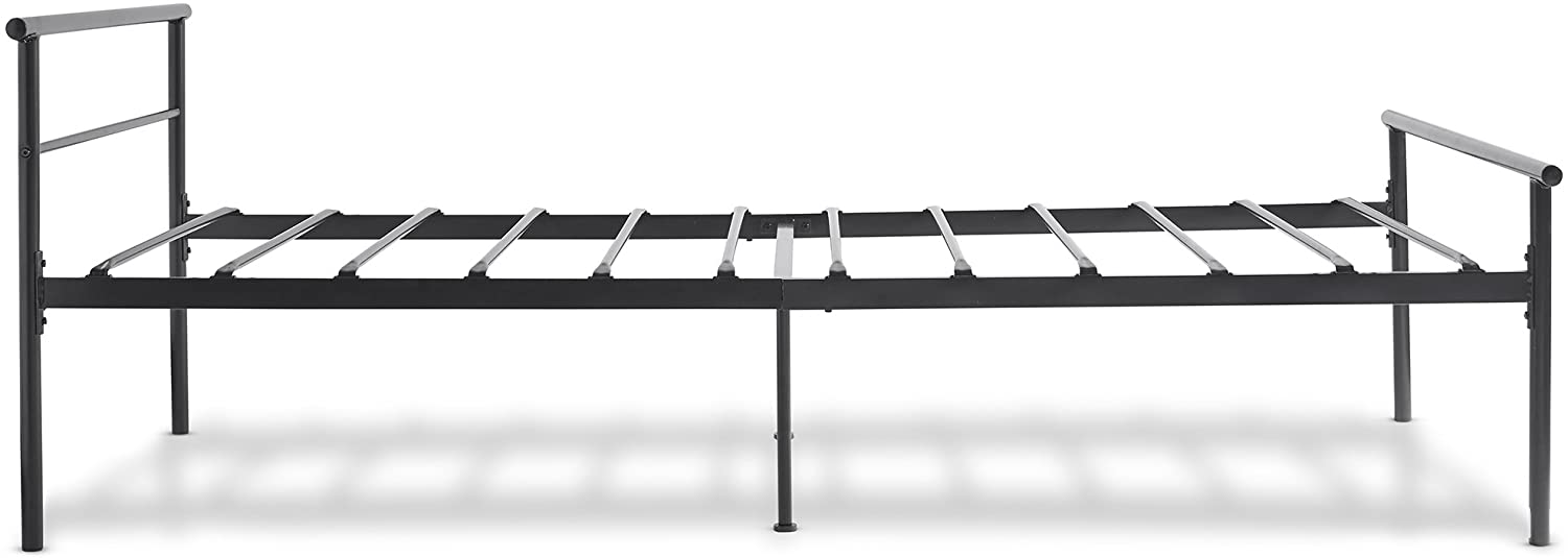 Single Metal Bed Frame – Black Twin Bed Frame with Headboard and Solid Durable Metal Slats – Easy Assembly