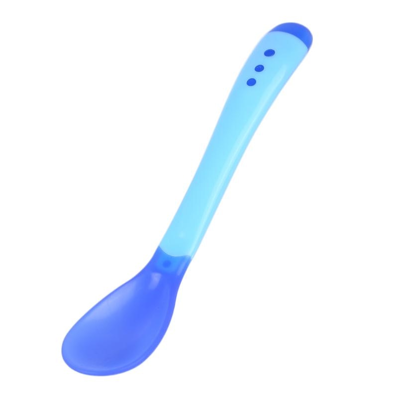 Safety Baby Feeding Dishes Babies Eatting Bowl with Suction Cup Assist Spoon Fork Baby Training Products: Blue Spoon
