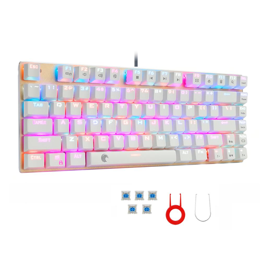 Z88 RGB Backlit Small Mechanical Keyboard Outemu Switches Tenkeyless No Number Pad 81 Keys Mini Gaming Keyboard for Typist Gamer