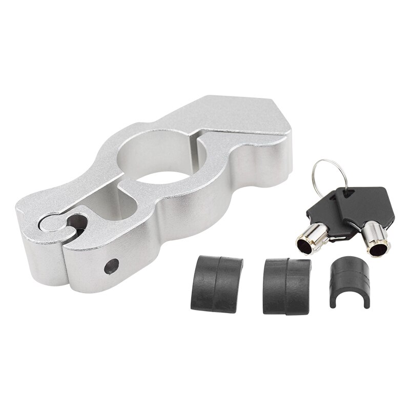 Motor Slot Cnc Beveiliging Veiligheid Sloten Handrem Grips Hendel Disc Vergrendeling Fit Scooter Atv Anti-Diefstal Motorfiets Grip Lock: Zilver