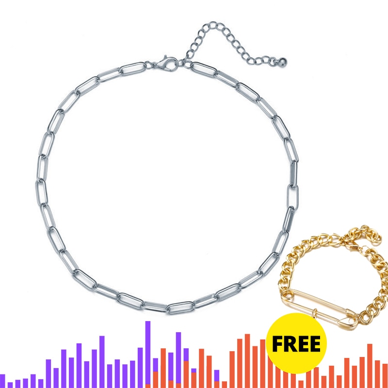 Punk Charm Chain Choker Necklace for Women Golden Miami Gold Thick Chain Link Choker Necklaces Female Jewelry: 5110002   5244