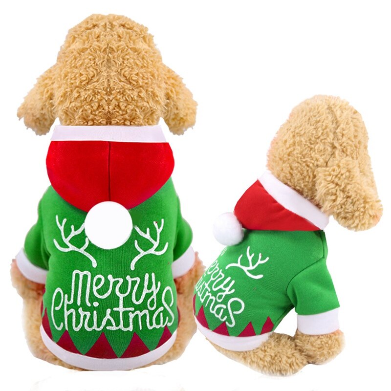 Ropa de perro de Navidad con sombrero de Navidad x-mas disfraces de perro de tema festivo chaquetas de perro Material de algodón suave: 3 / M