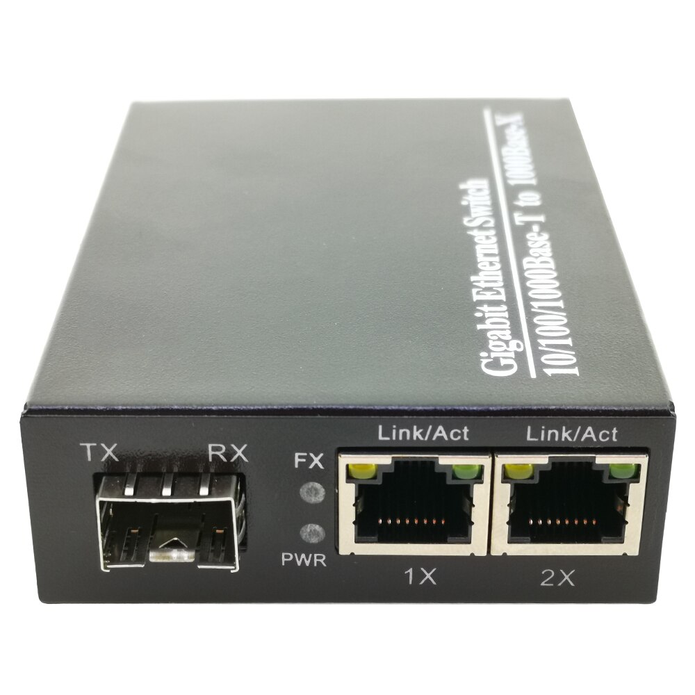 SFP Fiber media Converter om RJ45 Gigabit Media Converter SFP 2*10/100/1000 M Ethernet Converter transceiver fiber optische schakelaar