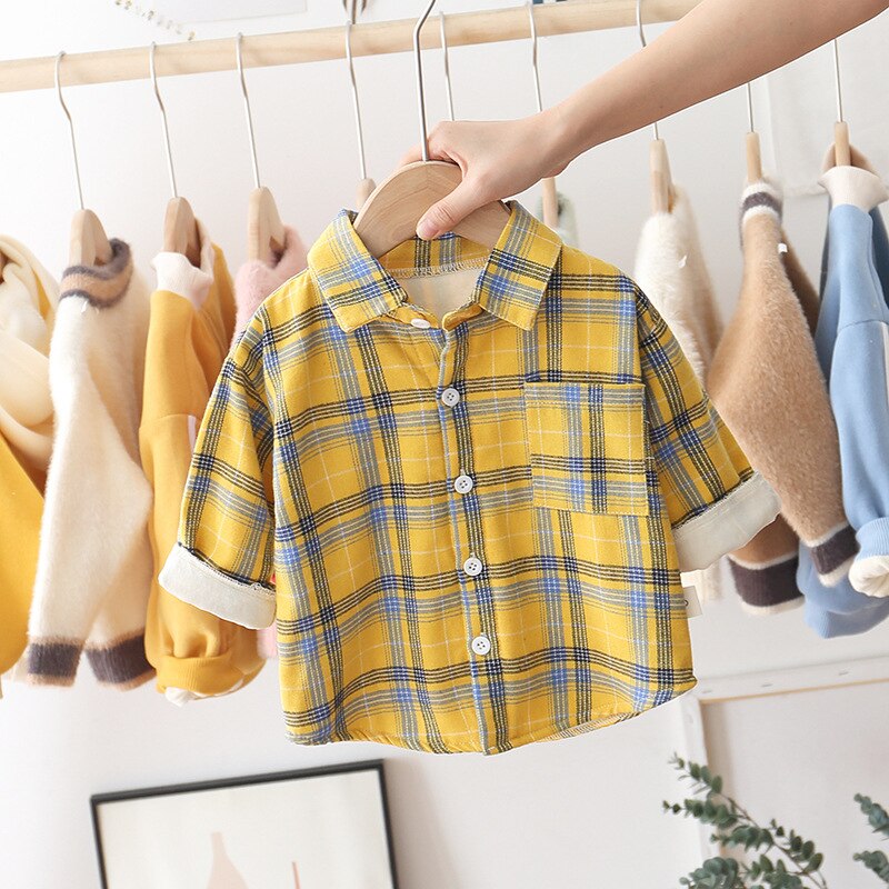 Nouveaux vêtements d'hiver pour enfants, bébé , chemise en velours, garçon marée