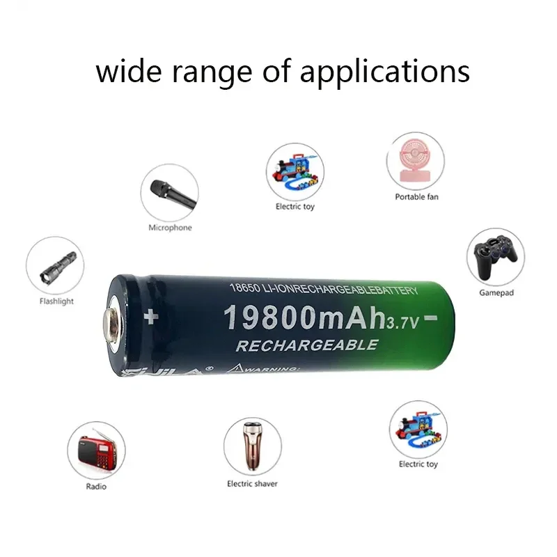best-selling18650 battery 3.7V 19800 Mah USB+charger,suitable for flashlights and razors rechargeable lithium-ion batteries