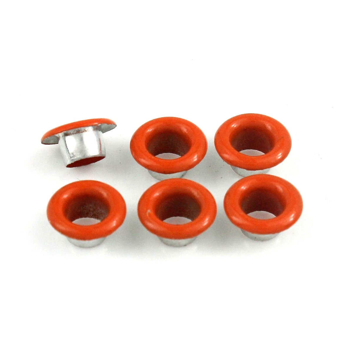 100 sæt 4.5mm metaløjer med skive læder håndværksreparation tylle runde øjenringe til sko taske tøj læder bæltehat: Orange