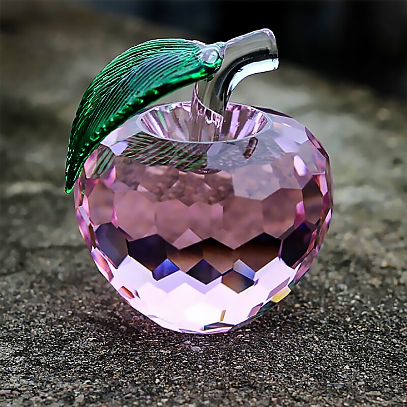Fantastisk kærlighed hule glas æble fyld med farver krystal rhinestone figurer boligindretning tilbehør juleaften: Lyserød