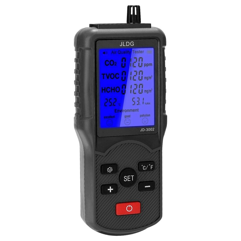 Jldg-probador de del aire, medidor de Co2 Tvoc, dispositivo de medición de temperatura y humedad, Monitor de dióxido de carbono con pantalla Lcd