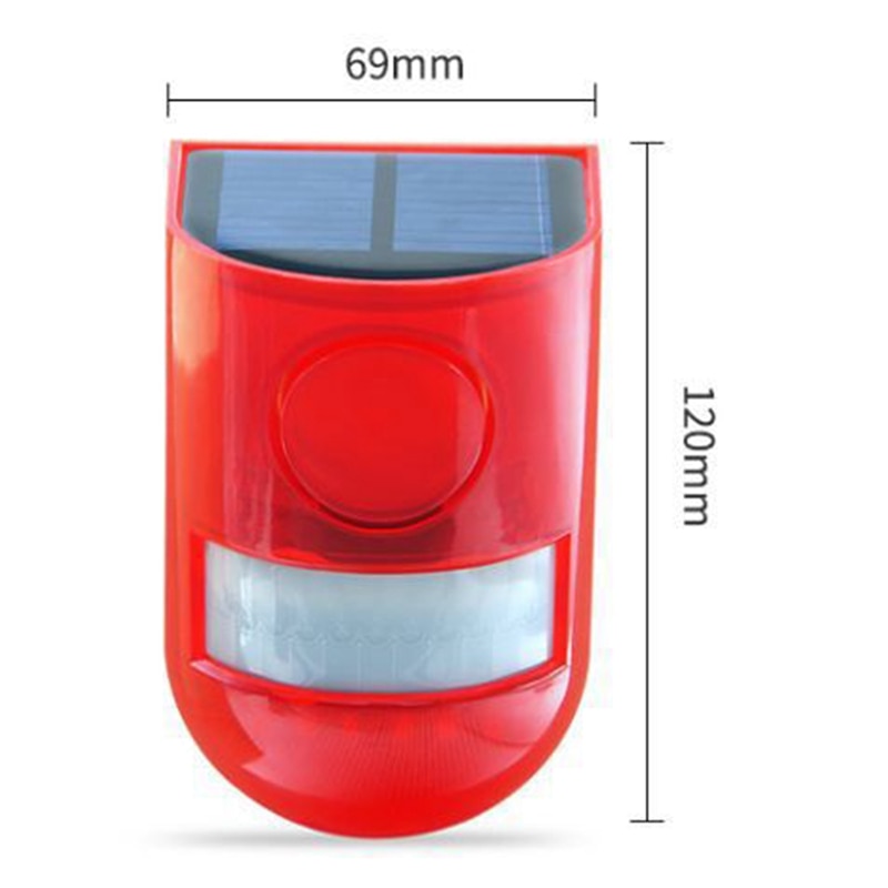 Solar Infrared Motion Sensor Alarm With 110Db Siren Strobe Light For Home Garden Carage Shed Carvan Security Alarm System-Re