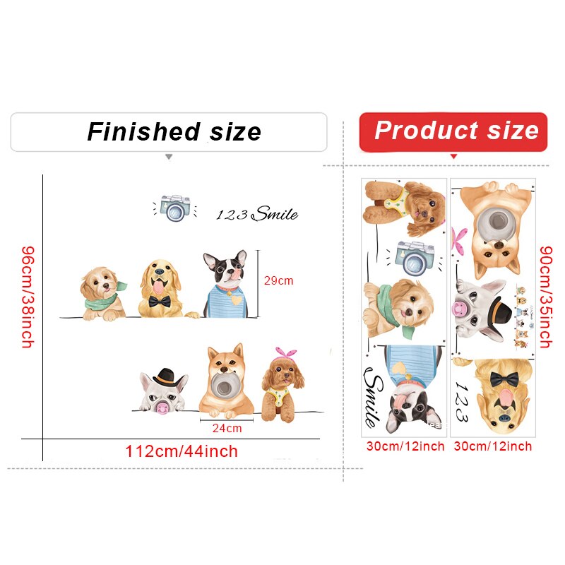 Cartoon Kawaii Dogs Wall Sticker for Children Kids room Kindergarten Decor Puppy Wall Decals Vinyl PVC Home Decor Stickers Mural: Default Title
