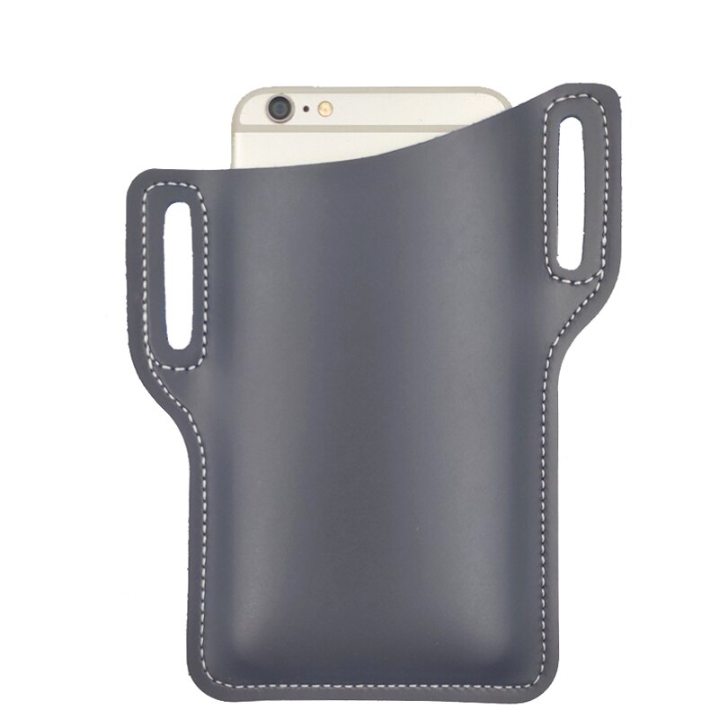 Protection Case Bag for Phones Handmade Leather Waist Belt Loop Mobile Phone Holster GK99: Purplish Blue