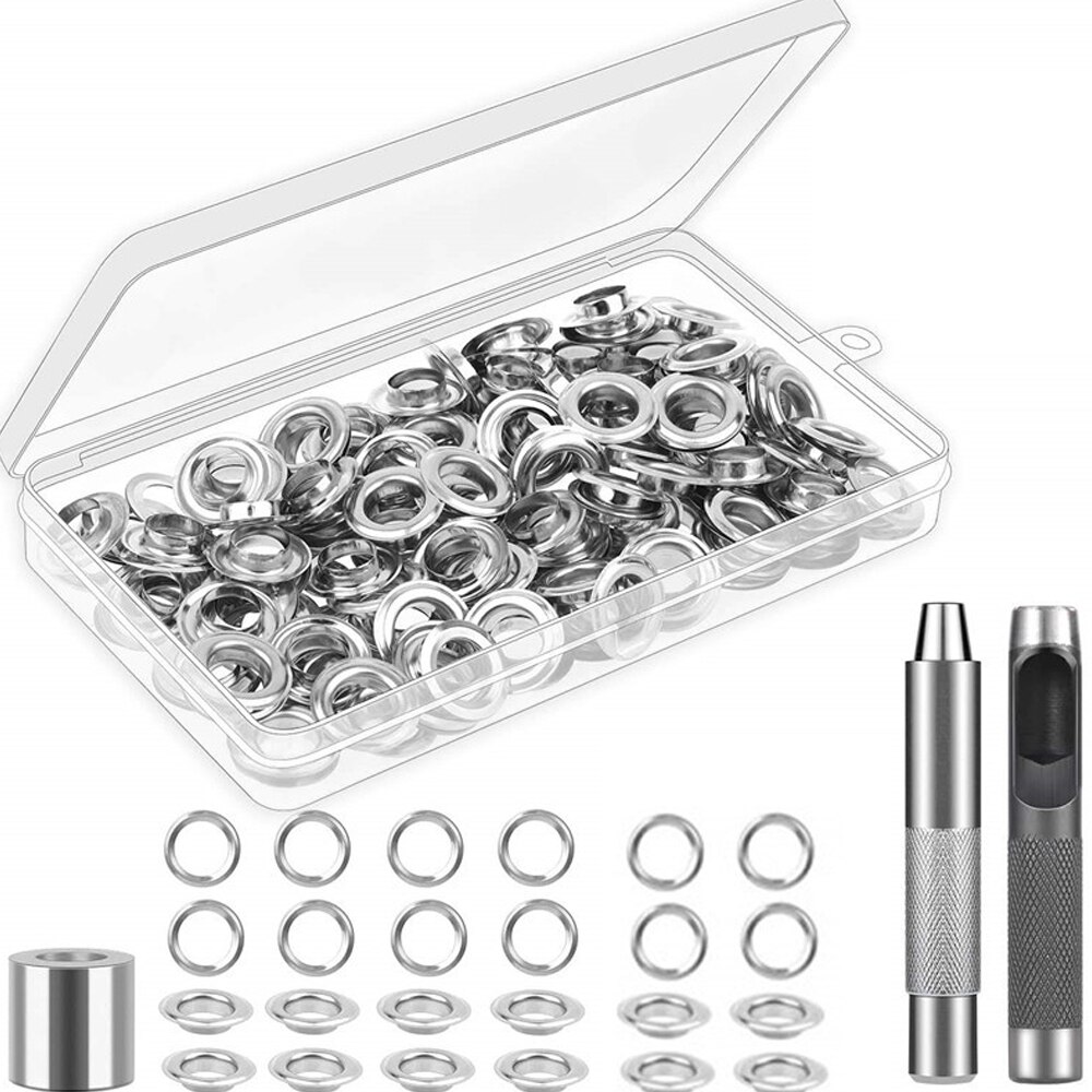 Leather Rivet Double Cap Rivet Tubular Metal Stud with Punch Pliers and 3pcs Setting Tool Kit for DIY Leather Craft Repairs Tool