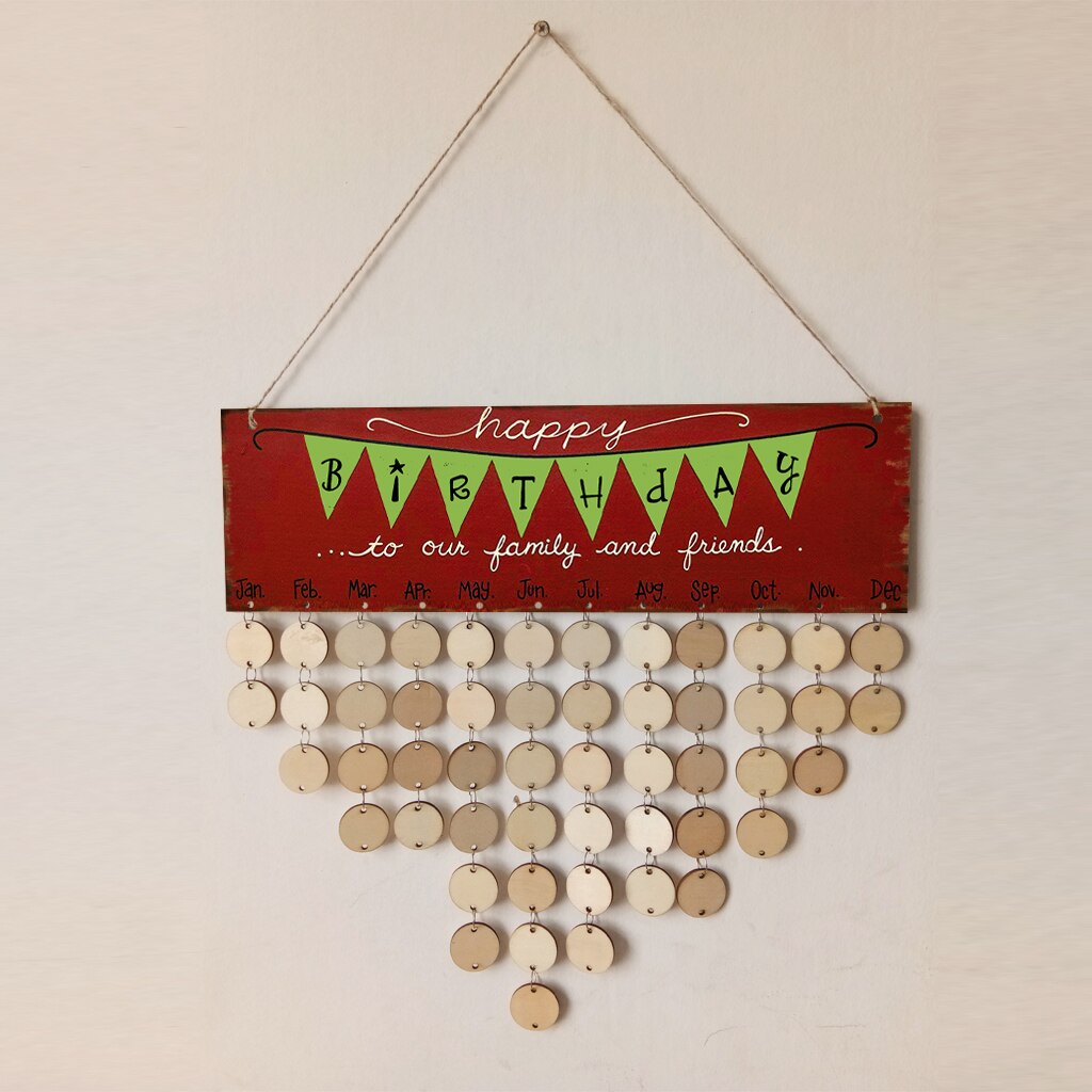 Celebration Reminder Calendar Birthday Wedding Event Rustic Wooden Board Craft DIY Wall Hanging Sign Home Party Decoration: C