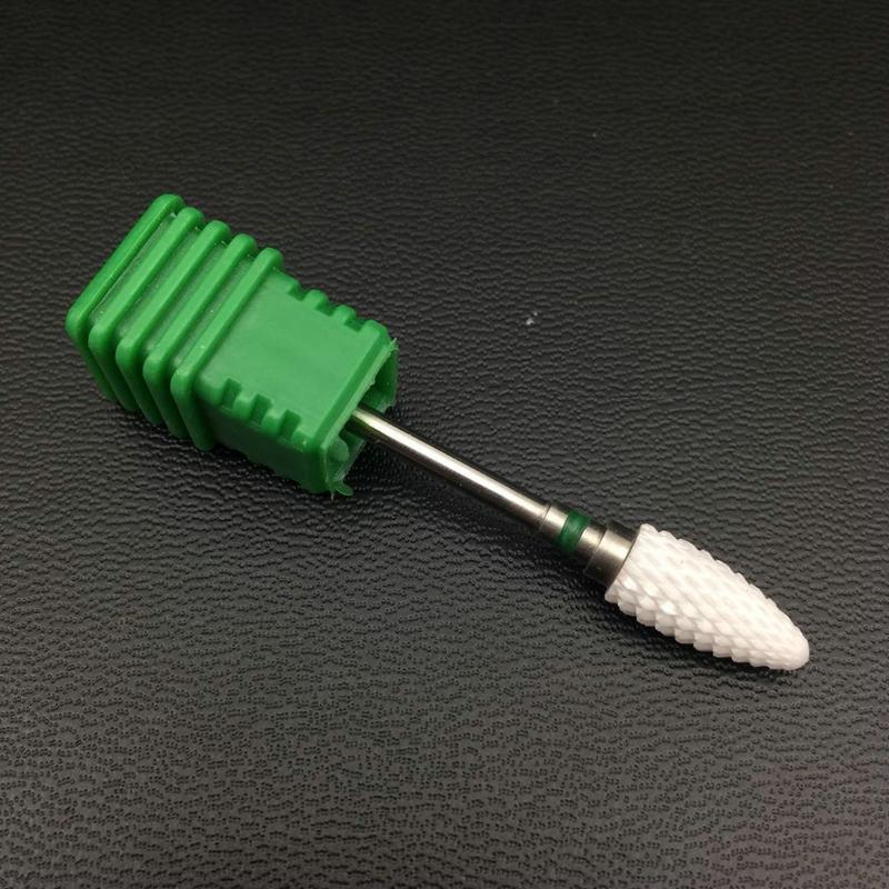 Punta cerámica recta, taladro de decoración de uñas, fresa de puntas para uñas, taladro eléctrico, accesorios para máquinas de manicura