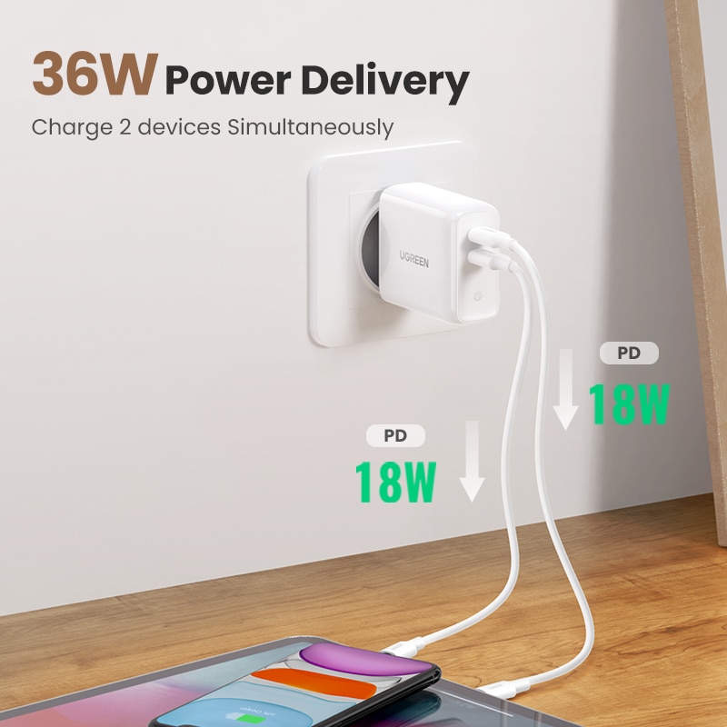 Ugreen PD36W Usb Pd Charger Quick Charge 4.0 3.0 Voor Iphone 11 Pro Xs Macbook Ipad Qc 3.0 Usb Type C Lader Voor Huawei Charger