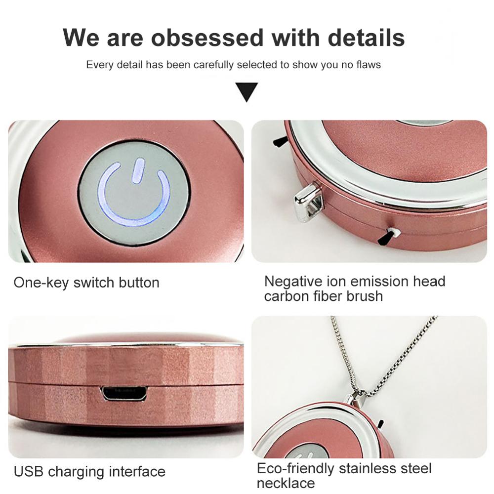 Usb Portable Wearable Air Purifier,personal Mini Air Necklace Negative Ion Air Freshener- No Radiation Low Noise For Adults Kids