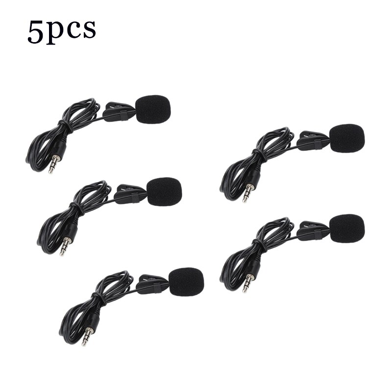 External Clip-on Lapel Lavalier Microphone 3.5mm Jack For SmartPhone Recording PC Omnidirectional Condenser Mic Phone 1.5m Micro: 5pcs