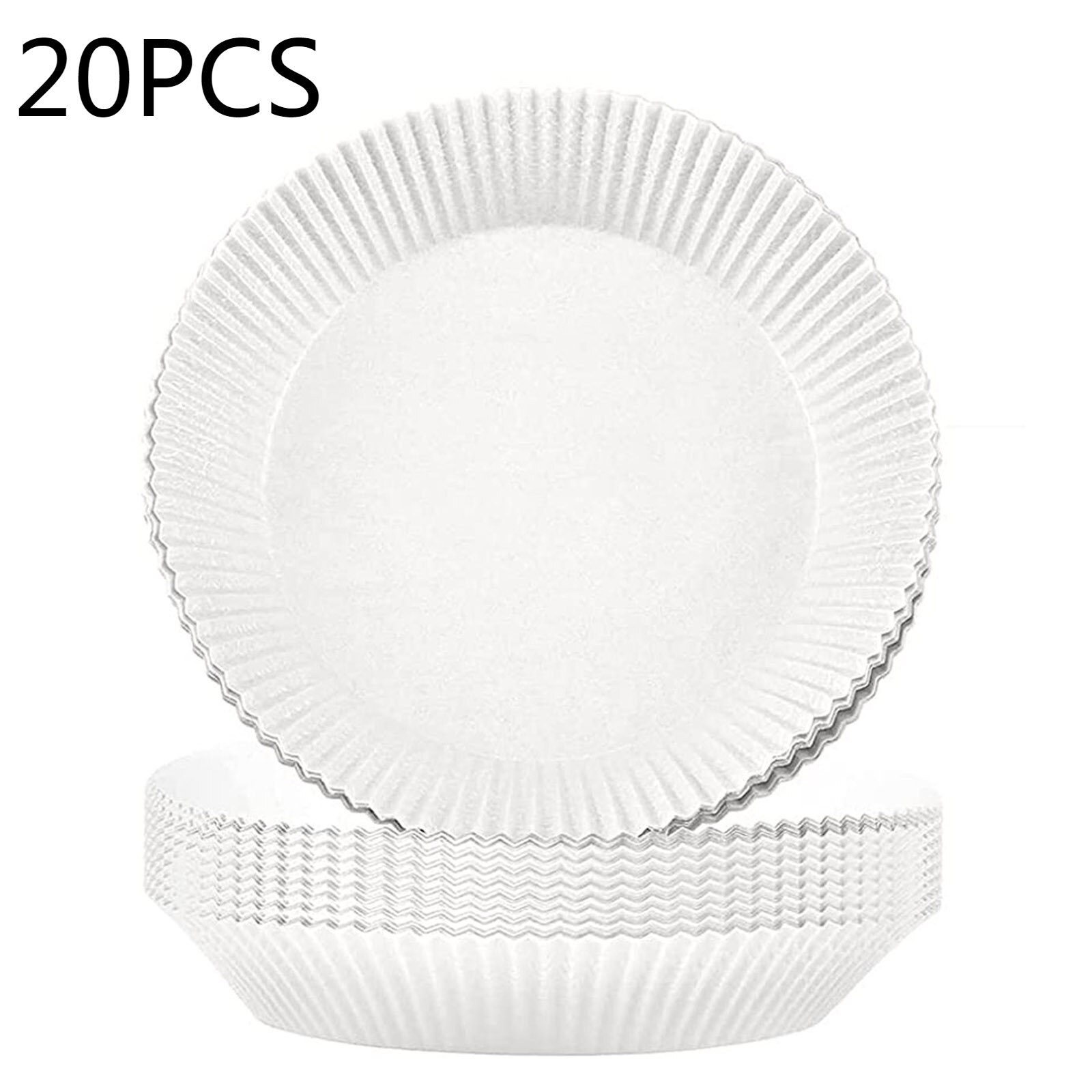 100/50pcs 16cm Friteuse à Air Jetable Papier Doublure Antiadhésive Tapis Parchemin Pâte De Bois Vapeur Rond Papier Doublure: White 20PCS