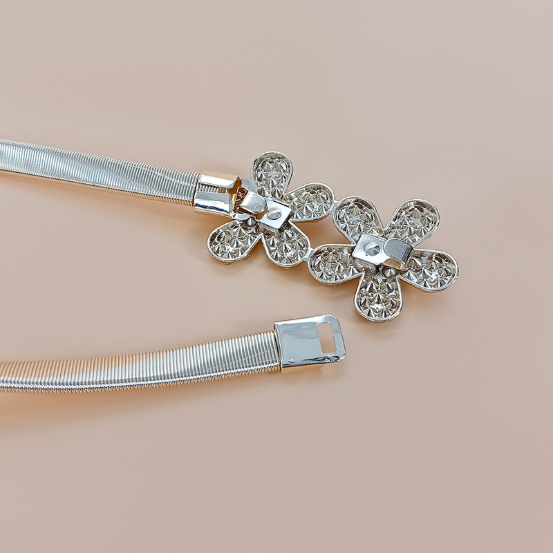 Elastische gouden kettingriem voor dames, punkstijl ,  y2k zilveren metalen strass-riemen voor vrouwen, luxe gouden tailleband