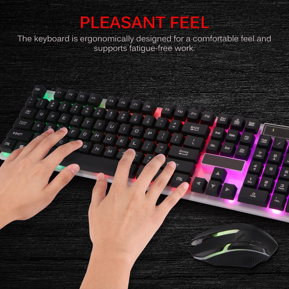 2.4G clavier Gamer clavier lumineux Gamer clavier pour ordinateur portable jeu clavier jeu clavier et souris ensemble LED rétro-éclairé filaire