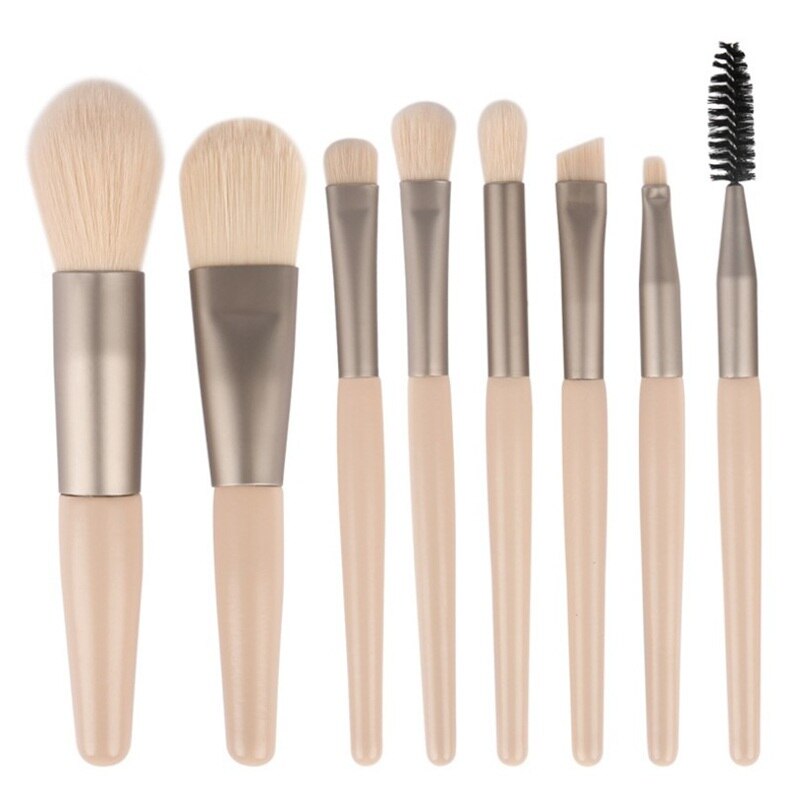 brochas maquillaje set 8 piezas kit de brocha de maquillaje de viaje de pelo sintético suave rosa cosmético multifunción herramientas brochas de maquillaje: D