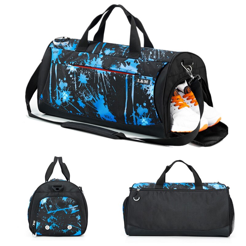 Scione Geometric Printing Travel Bags Large Waterproof Duffel Shoulder Bag Luggage Anti-theft Laptop Portable Sports Shoe Pack