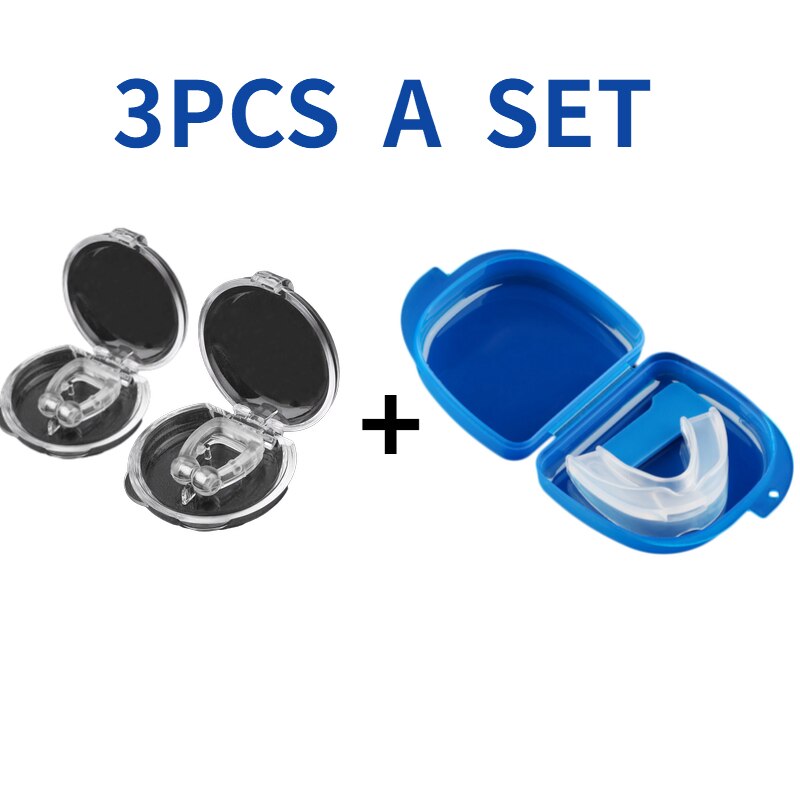 Juego de protectores bucales para dormir, 3 par/set, para dejar de moler los dientes, antironquidos, bruxismo, con caja, ayuda para dormir, elimina los ronquidos, cuidado de la salud: A set