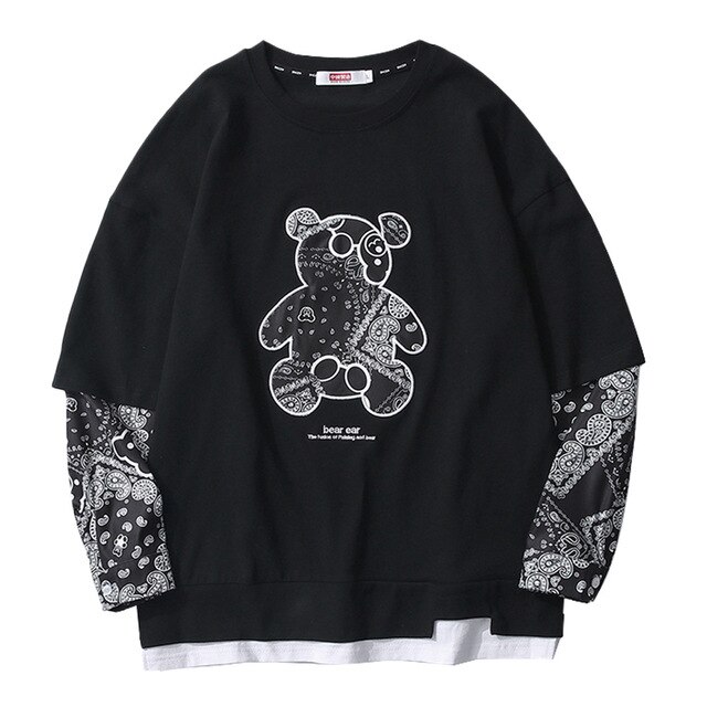 Camiseta de manga larga japonesa con estampado de oso anacardo, ropa para enamorados, de urbana, novedad de