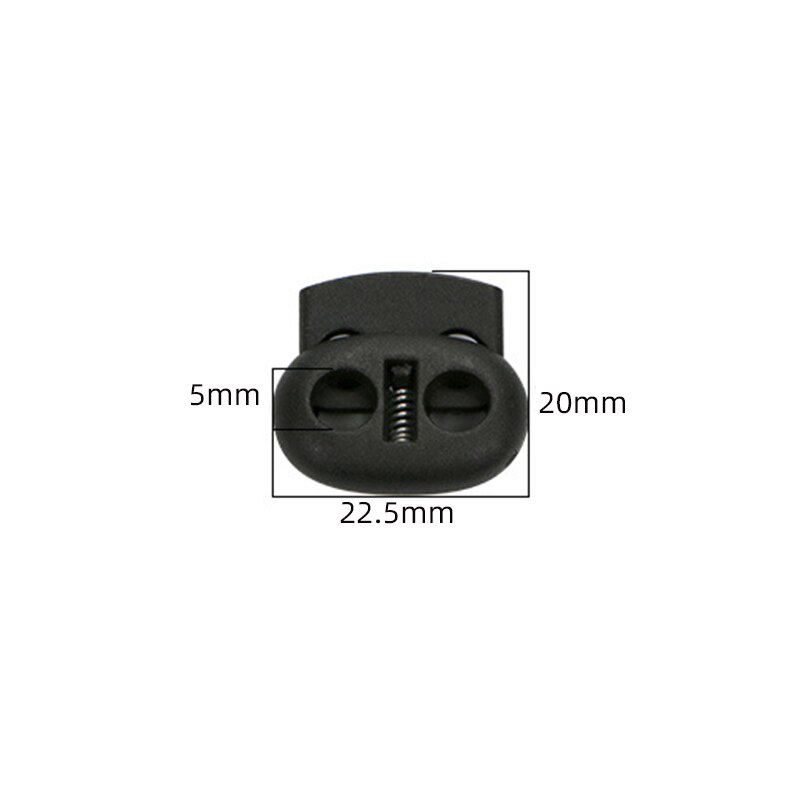 10 Pcs Pig Nose Shape Elastic Cord End Spring Buckle Plastic Buckle Adjustment Buckle Double Hole Pig Nose Buckle Bag Buckle: Black-22.5x20