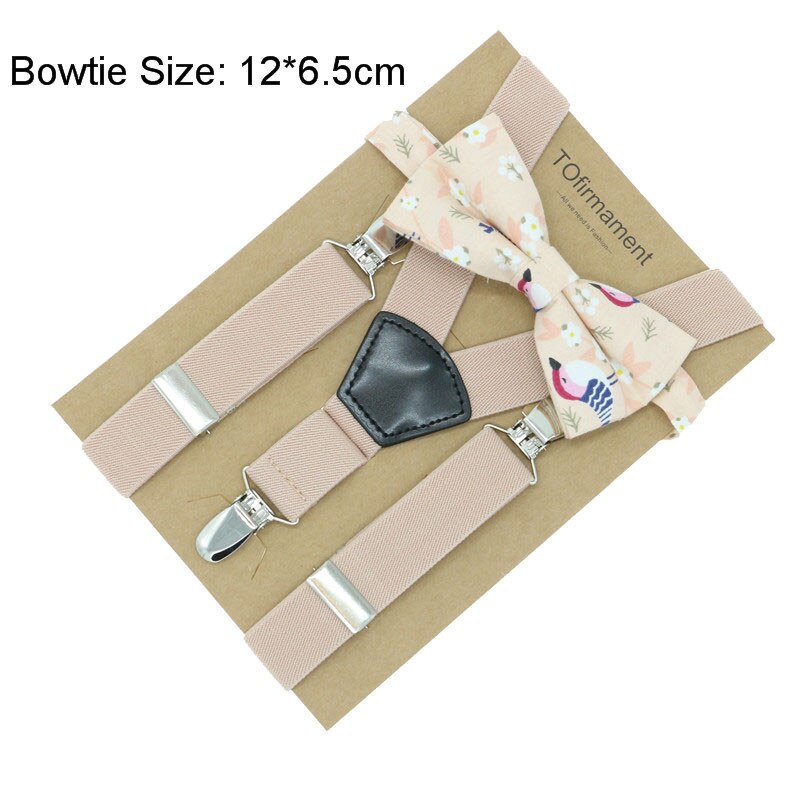 Fan shape leather solid kids event party suspender bow tie set adjustable 2.5cm width kraft paper packed baby: 3