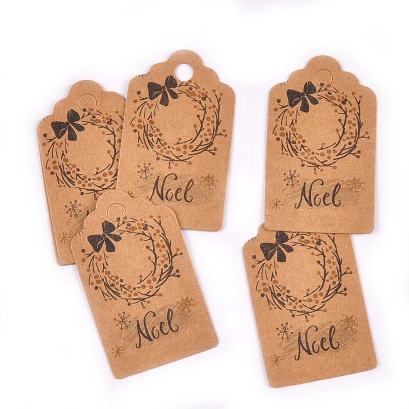 50 pièces papier Kraft mélangé carte père noël arbre papier étiquette HangTag bricolage fête boîte à bonbons étiquette de cuisson décor de noël C3010: 4