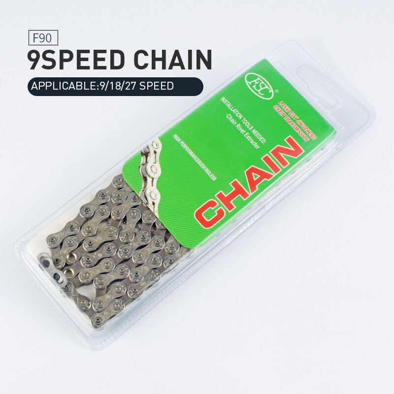 F90 9 prędkości łańcuch rowerowy złoty 116L łańcuch rowerowy 27 prędkości stałe Paltes robić roweru szosowego i górskiego łańcuch rowerowy s 9 S Ultralight 285g części rowerowe: 1szt 9 speed srebro