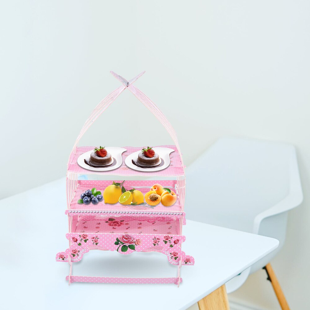 Creatieve Vogelkooi Vorm Cake Rack Drie-Layer Dessert Houder Papieren Cake Houder
