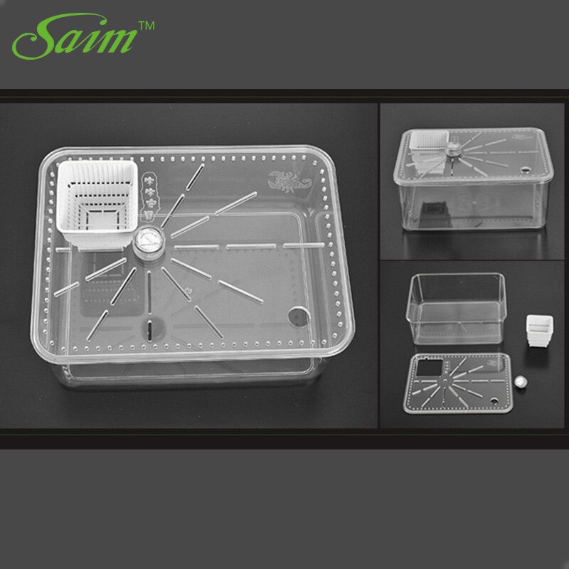 Saim Acrylic Turtle Feeding Tank Reptile Drying Platform With Plastic Basin Turtle Climbing Tank Desktop Fish Tank Feeding Box