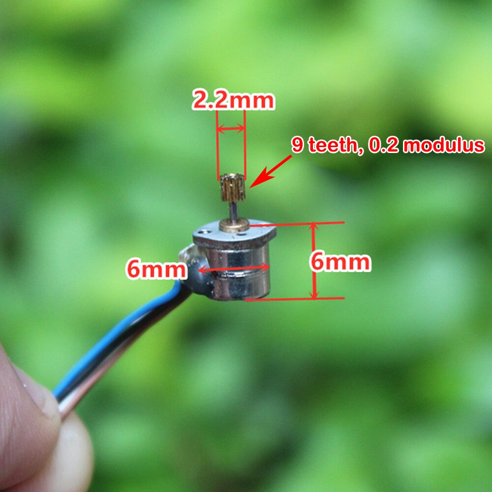 A Pair Micro 6mm Stepper Motors 2-phase 4-wire Stepping Motor 47 Ohm Step Angle 18 Degrees Small Step Motor with 9T 0.2M Gear
