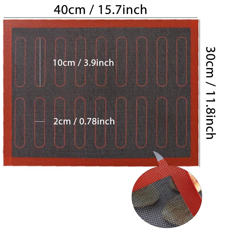 Herbruikbare Siliconen Bakken Mat Vel Voor Oven Hittebestendige Macaron/Gebak/Cookie Making Pad Vel Anti-aanbak Rolling Deeg matten: black-40x30cm-Puffs