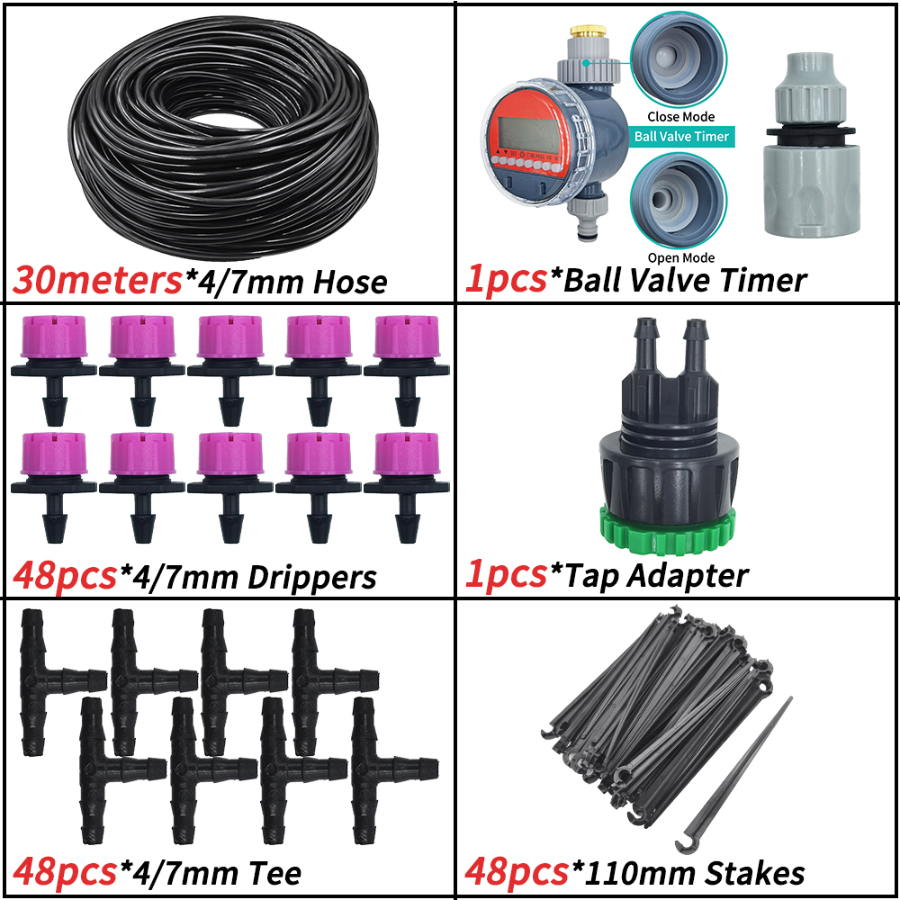 5-50M Giardino micro Irrigazione a goccia Sistema di irrigazione automatica kit controllore Timer Nebbia fai da te Raffreddamento a spruzzo per piante in vaso: Di Colore Giallo chiaro