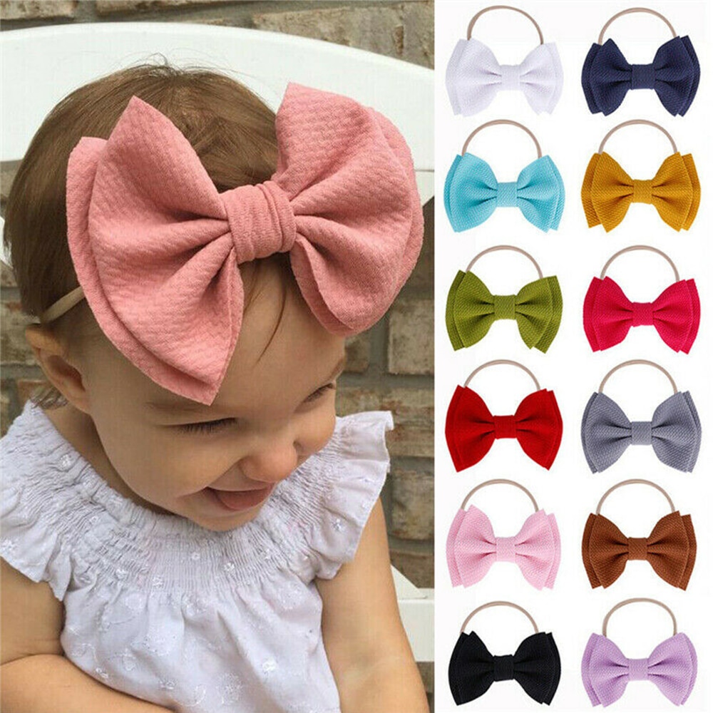 Baby Meisjes Kids Peuter Doek Boog Knoop Haarband Hoofdband Bownot Stretch Tulband Head Wrap 10 kleuren