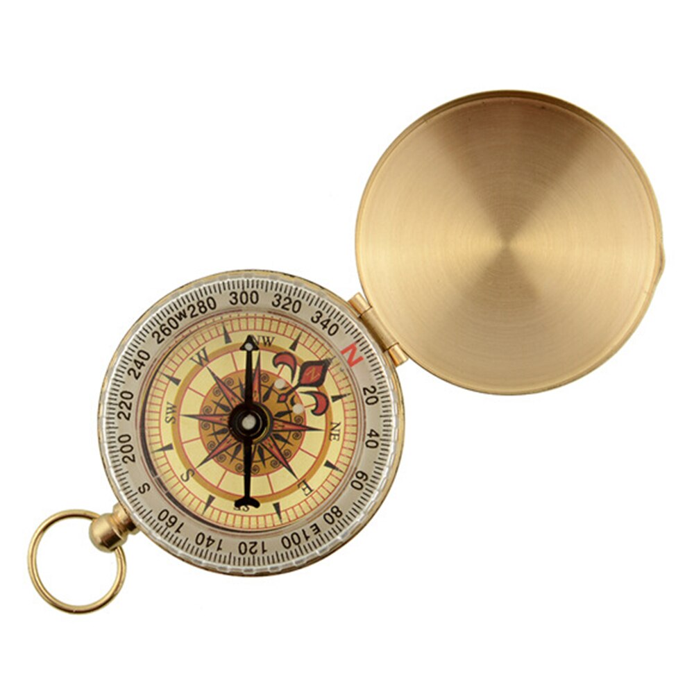 Waterproof Camping Compass Keychain Portable Hiking Pocket Brass Compass With Luminous Climbing Hiking Measuring Tool: Compass A
