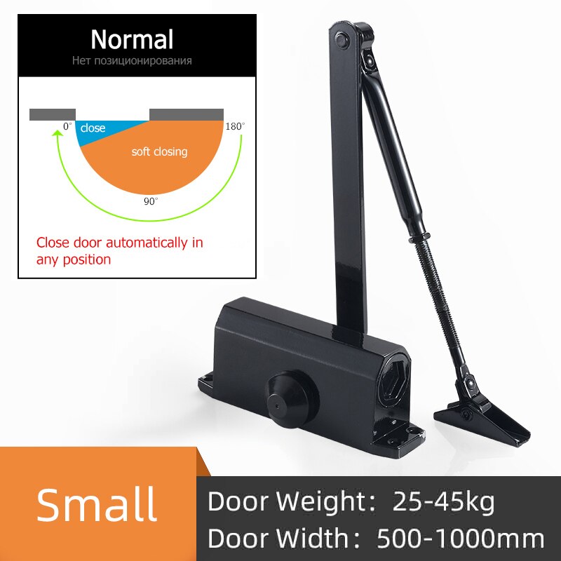 Automatyczne zamykanie drzwi, regulowana siła, urządzenie robić zamykania drzwi buforowych, zatrzymanie pozycjonowania 90 stopni, używane robić drzwi o wadze 25-80kg: czarny S