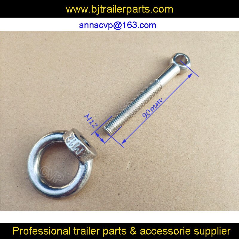 CVP stainless steel lifting eye nuts and eye bolts marine eyenut ring nut loop hole for cable rope lifting M12x90
