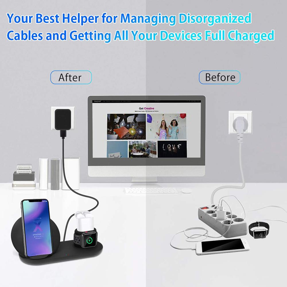 3 in-in -1 schnelllade-ständer mit ladeanzeige für iphone, apple watch und airpods, kompatibel mit smartwatches und mobilgeräten