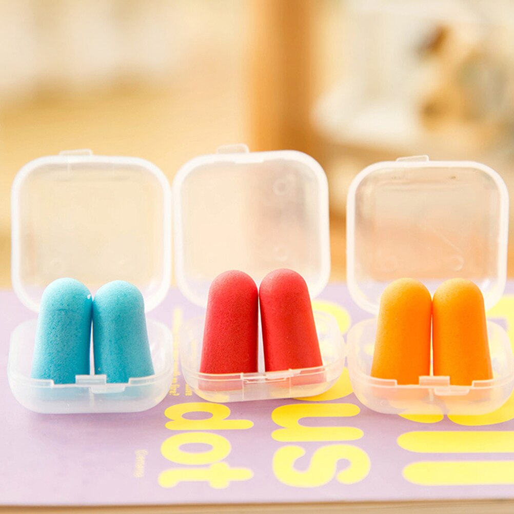 5Pair Candy Sponge Ear plugs Ear Protector Anti Noise Sleep Study Helper Working Earplug Foam Plastic Box Packaging 1.2cm*2.2cm