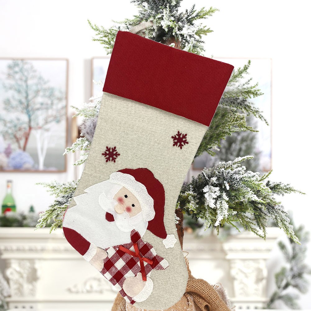 Kinderen kerst non-woven kerstsok kerstman patroon snoepzak kerstversiering