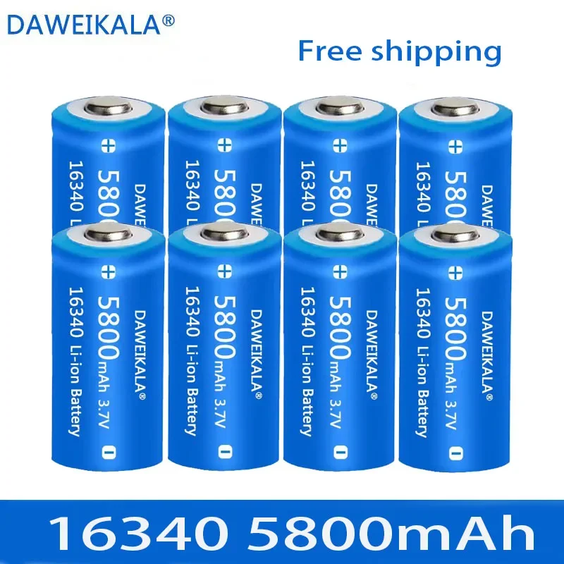 CR123A LED Flashlight Travel Wall Charger 16340 CR123A Battery 3.7V 16340 Rechargeable Battery 5800mAh Lithium ion Battery: Gold