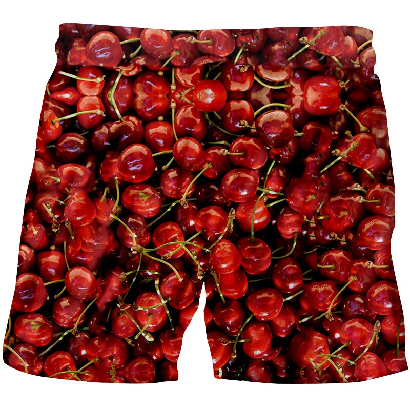 Cjlm personality 3d fuld printet mand røde kirsebær shorts sjovt unisex tøj herre lækre frugt shorts