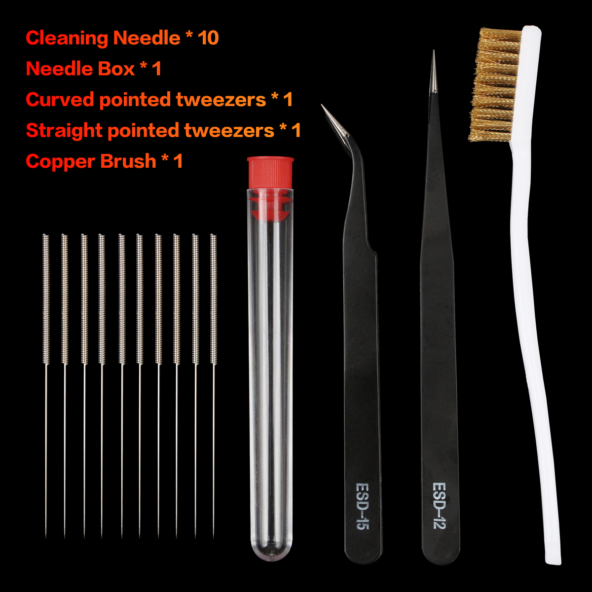 LERDGE 3D Printer Parts extruder Nozzle Cleaning tool Bendable Drill 10Pcs Stainless Steel Needle Tweezers Wire Brush Kit1: Blue